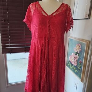 Torrid Vibrant Red Lace Dress
